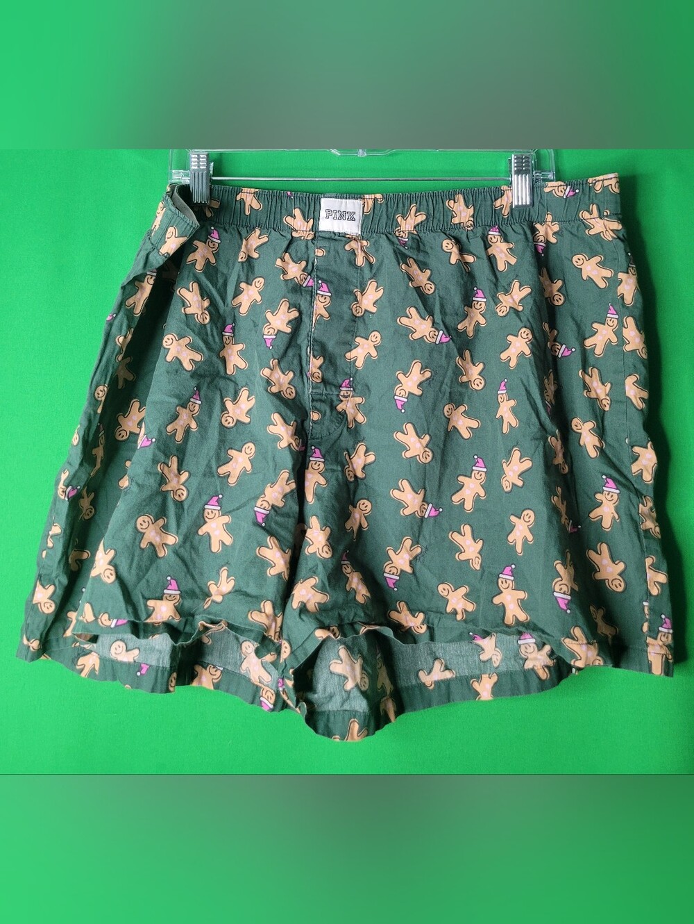 PINK Victoria's Secret Green Gingerbread Print Short Plus Size XXL Women Holiday